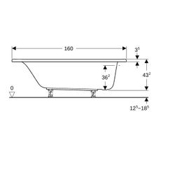 Geberit Renova Rechteckbadewanne 160x75cm, Gesamtvolumen 173l... GEBERIT-554203011 4025410591029 (Abb. 1)