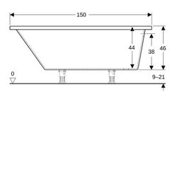 Geberit Renova asymmetrische Badewanne Länge 100cm, Breite 100cm, Abgang rechts... GEBERIT-657350000 4022009282139 (Abb. 1)