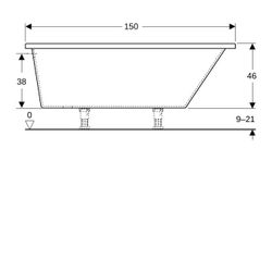 Geberit Renova asymmetrische Badewanne Länge 100cm, Breite 100cm, Abgang links... GEBERIT-657340000 4022009282054 (Abb. 1)