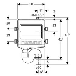 Geberit Hygienespülung HS10, 50mm, 1 Wasseranschluss rechts, 24V, 616276001... GEBERIT-616276001 4025410710437 (Abb. 1)