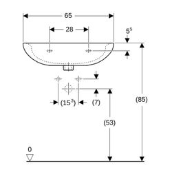 Geberit Renova Waschtisch, Breite 65cm, Tiefe 51cm, Hahnloch mittig, Überlauf sichtb... GEBERIT-223065080 4022009285765 (Abb. 1)