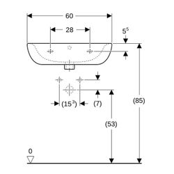 Geberit Renova Waschtisch, Breite 60cm, Tiefe 49cm, Hahnloch mittig, Überlauf sichtb... GEBERIT-223060010 4022009269376 (Abb. 1)