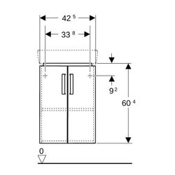 Geberit Renova Compact Unterschrank, Eckhandwaschbecken, 2 Türen 42,5x60,4x33cm Hell... GEBERIT-862133000 4022009328998 (Abb. 1)