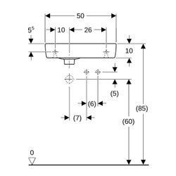 Geberit Renova Compact Handwaschbecken Ablagefläche ohne verk. Ausladung 50x15x25cm ... GEBERIT-276250000 4022009327373 (Abb. 1)