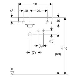 Geberit Renova Compact Handwaschbecken Ablagefläche ohne verk. Ausladung 50x15x25cm ... GEBERIT-276250000 4022009327373 (Abb. 1)
