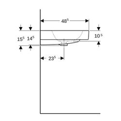 Geberit iCon Waschtisch, Breite 75cm, Tiefe 48,5cm, Hahnloch mittig, Überlauf sichtb... GEBERIT-124075000 4022009304336 (Abb. 1)
