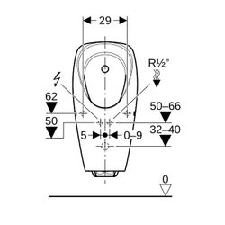 Geberit Tamina Urinal mit integrierter Steuerung, Netzbetrieb Tiefe 37cm, Abgang nac... GEBERIT-116142001 4025416696049 (Abb. 1)