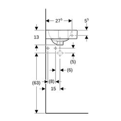 Geberit iCon Eckhandwaschbecken, Breite 46cm, Tiefe 33cm, Hahnloch mittig, ohne Über... GEBERIT-124729600 4022009306071 (Abb. 1)