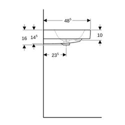 Geberit iCon Doppelwaschtisch, Breite 120cm, Tiefe 48,5cm, Hahnloch mittig, Überlauf... GEBERIT-124120000 4022009304398 (Abb. 1)