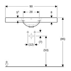 Geberit Preciosa 2 Waschtisch mit Ablagefläche, Breite 90cm, Tiefe 50cm, Hahnloch mi... GEBERIT-123290000 4022009311327 (Abb. 1)