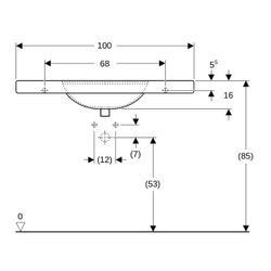 Geberit Preciosa Waschtisch mit Ablagefläche, Breite 100cm, Tiefe 55cm, ohne Hahnloc... GEBERIT-124240600 4022009232172 (Abb. 1)