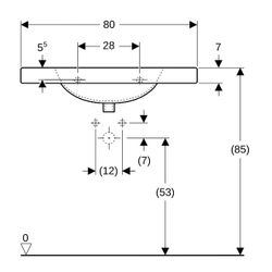 Geberit Preciosa Waschtisch mit Ablagefläche, Breite 80cm, Tiefe 55cm, Hahnloch mitt... GEBERIT-124283000 4022009009385 (Abb. 1)