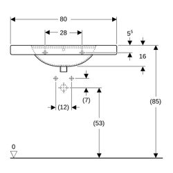 Geberit Preciosa Waschtisch mit Ablagefläche, Breite 80cm, Tiefe 55cm, ohne Hahnloch... GEBERIT-124282600 4022009232189 (Abb. 1)