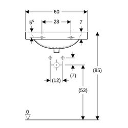 Geberit Preciosa Waschtisch mit Ablagefläche, Breite 60cm, Tiefe 55cm, ohne Hahnloch... GEBERIT-253240000 4022009053951 (Abb. 1)
