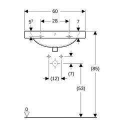Geberit Preciosa Waschtisch mit Ablagefläche, Breite 60cm, Tiefe 55cm, ohne Hahnloch... GEBERIT-253220000 4022009053937 (Abb. 1)