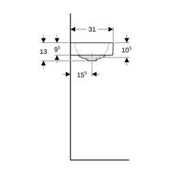 Geberit iCon Handwaschbecken, Ablagefläche links, 53x13,5x31cm, Hahnloch links, ohne... GEBERIT-124153600 4022009312577 (Abb. 1)
