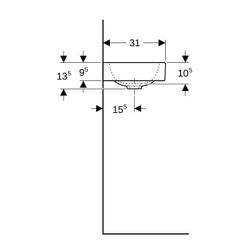 Geberit iCon Handwaschbecken, Ablagefläche rechts, 53x13,5x31cm, Hahnloch rechts, oh... GEBERIT-124053600 4022009312553 (Abb. 1)