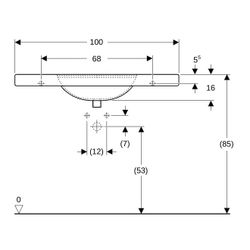 Geberit Preciosa Waschtisch mit Ablagefläche, Breite 100cm, Tiefe 55cm, Hahnloch mit... GEBERIT-124230000 4022009009200 (Abb. 1)