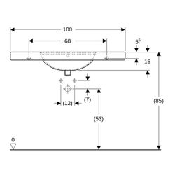 Geberit Preciosa Waschtisch mit Ablagefläche, Breite 100cm, Tiefe 55cm, Hahnloch mit... GEBERIT-124200600 4022009208313 (Abb. 1)