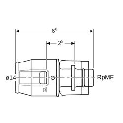 Geberit PushFit Übergang mit MasterFix, d 14mm, RpMF 1/2″, Rotguss bleifrei... GEBERIT-649501001 4025410749802 (Abb. 1)