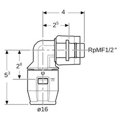 Geberit PushFit Übergangswinkel 90 Grad mit MasterFix Außendurchmesser 16mm... GEBERIT-650502001 4025416280514 (Abb. 1)