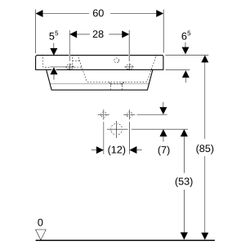 Geberit Bambini Waschbecken mit Schwammbecken 60x55cm, mit Hahnloch rechts mit Überl... GEBERIT-162700600 4022009242034 (Abb. 1)
