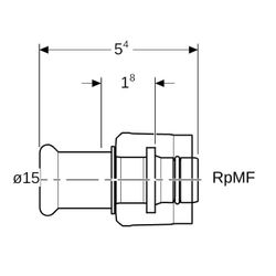 Geberit Mapress Übergang mit MasterFix, d 15mm, RpMF 1/2″, Rotguss bleifrei... GEBERIT-61110 4025410547835 (Abb. 1)