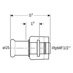 Geberit Mapress Übergang mit MasterFix, D 15mm, RpMF 1/2", Rotguss bleifrei... GEBERIT-61110 4025410547835 (Abb. 1)