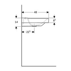 Geberit Xeno2 Waschtisch, Ablagefläche rechts, Breite 90cm, Tiefe 48cm, Hahnloch mit... GEBERIT-500533011 4025416605492 (Abb. 1)