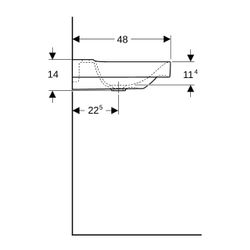 Geberit Xeno2 Waschtisch, Ablagefläche rechts, Breite 90cm, Tiefe 48cm, ohne Hahnloc... GEBERIT-500534011 4025416605522 (Abb. 1)