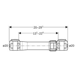 Geberit Langkupplung FlowFit, DN 15, 20mm, 20-29,3cm, Siliziumbronze, Bronze... GEBERIT-620021001 4025416606109 (Abb. 1)