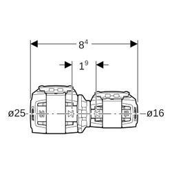Geberit FlowFit Reduktion, d 25mm, d1 16mm, PPSU... GEBERIT-620032001 4025416606642 (Abb. 1)
