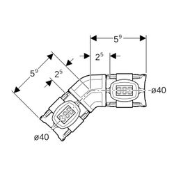 Geberit FlowFit Bogen 45 Grad, Außendurchmesser 40mm, PPSU... GEBERIT-620064001 4025416609216 (Abb. 1)