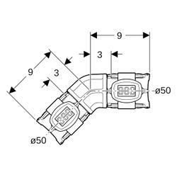 Geberit Bogen FlowFit 45 Grad, 50mm, DN 40, PPSU, Schwarz, 620065001... GEBERIT-620065001 4025416609223 (Abb. 1)
