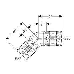 Geberit FlowFit Bogen 45 Grad, Außendurchmesser 63mm, PPSU... GEBERIT-620066001 4025416609247 (Abb. 1)