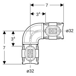 Geberit Bogen FlowFit, 90 Grad, 32mm, PPSU, Schwarz, 620073001... GEBERIT-620073001 4025416609322 (Abb. 1)