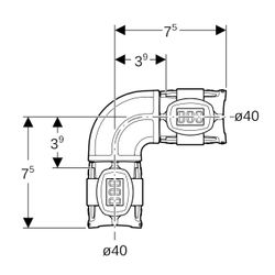 Geberit FlowFit Bogen 90 Grad, Außendurchmesser 40mm, PPSU... GEBERIT-620074001 4025416609339 (Abb. 1)