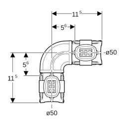 Geberit FlowFit Bogen 90 Grad, Außendurchmesser 50mm, PPSU... GEBERIT-620075001 4025416609360 (Abb. 1)