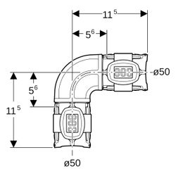 Geberit Bogen FlowFit 90 Grad, DN 40, 50mm, PPSU, Schwarz, 620075001... GEBERIT-620075001 4025416609360 (Abb. 1)