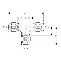 Geberit FlowFit T-Stück egal Außendurchmesser 16mm, PPSU... GEBERIT-620080001 4025416609407 (Abb. 1)
