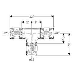 Geberit FlowFit T-Stück egal Außendurchmesser 25mm, PPSU... GEBERIT-620082001 4025416609438 (Abb. 1)