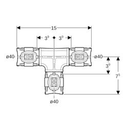 Geberit FlowFit T-Stück egal Außendurchmesser 40mm, PPSU... GEBERIT-620084001 4025416609544 (Abb. 1)
