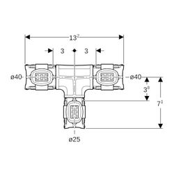 Geberit FlowFit T-Stück reduziert, d 40mm, d1 25mm, d2 40mm, PPSU... GEBERIT-620114001 4025416615101 (Abb. 1)
