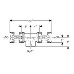 Geberit FlowFit T-Stück mit Innengewinde Bleifreier, d 50mm, Rp 1″, d1 50mm, Rotguss... GEBERIT-620175001 4025416605409 (Abb. 1)