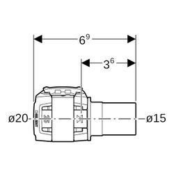 Geberit FlowFit Übergang auf Geberit Mapress, mit Einschubende Bleifreier, d 20mm, d... GEBERIT-620231001 4025416613435 (Abb. 1)