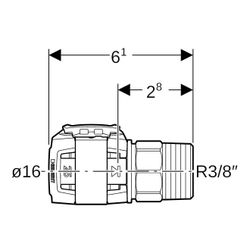 Geberit FlowFit Übergang mit Außengewinde bleifreie Siliziumbronze, d 16mm, R 3/8″... GEBERIT-620300001 4025416615187 (Abb. 1)