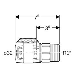 Geberit FlowFit Übergang mit Außengewinde bleifreie Siliziumbronze, d 32mm, R 1″... GEBERIT-620303001 4025416615224 (Abb. 1)