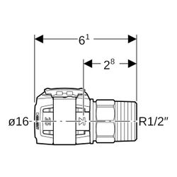 Geberit FlowFit Übergang mit Außengewinde bleifreie Siliziumbronze, d 16mm, R 1/2″... GEBERIT-620310001 4025416613848 (Abb. 1)