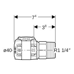 Geberit FlowFit Übergang mit Außengewinde bleifreie Siliziumbronze, d 40mm, R 1 1/4″... GEBERIT-620314001 4025416614036 (Abb. 1)