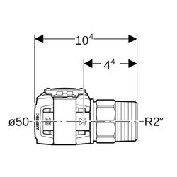 Geberit FlowFit Übergang mit Außengewinde bleifreie Siliziumbronze, d 50mm, R 2″... GEBERIT-620315001 4025416614081 (Abb. 1)